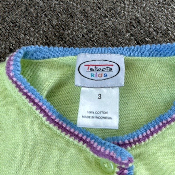 Talbots Kids Girls Green Button down Cardigan Sweater size 3 - Picture 2 of 3